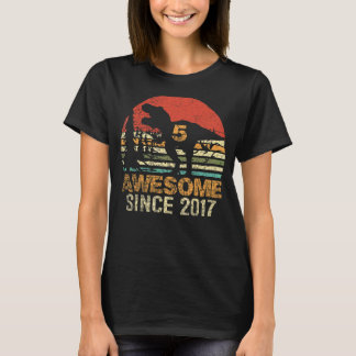 Camiseta 5 Birthday Dinosaur Rex 5 Anos De Idade Incrível D
