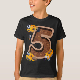 Camiseta 5 Birthday Excavator Vehicle Construction Party