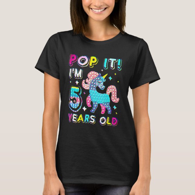 Camiseta 5 Birthday Fidget Toy Pop It Birthday Girl 5 Yea (Frente)