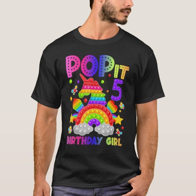 Camiseta 5 Birthday Fidget Toy Pop It Birthday Girl 5 Yea (Frente)