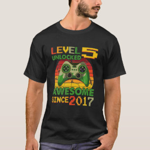 Camiseta 5 Birthday Gift Level 5 Desbloqueado Incrível Desd