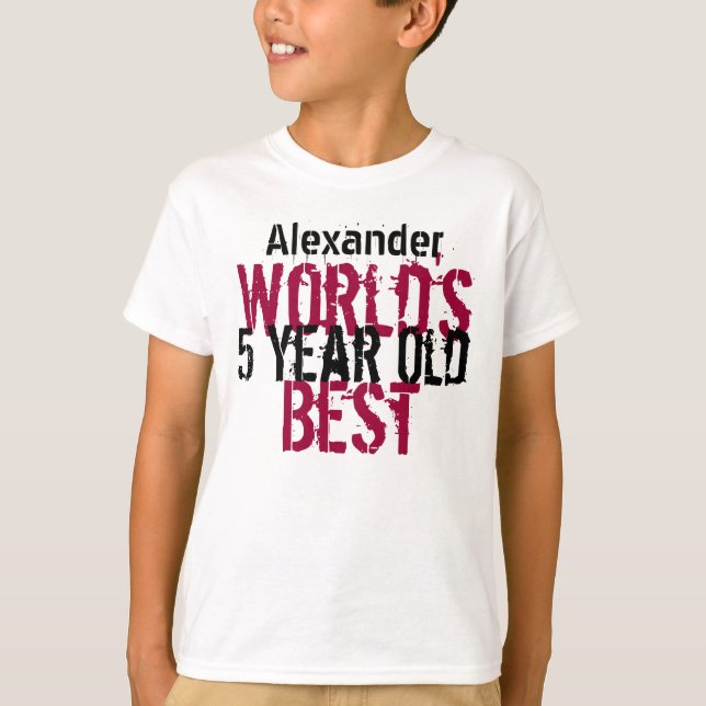 Camiseta 5 Birthday Gift World's Best 5 Year Old Boy (Frente)