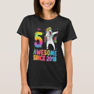 Camiseta 5 Birthday Girls Adolescentes Dabbing Unicorn 5 An