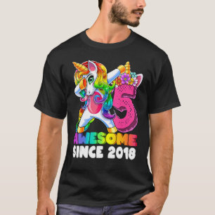 Camiseta 5 Birthday Girls Incrível Desde 2018 Dabbing Uni