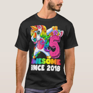 Camiseta 5 Birthday Girls Incrível Desde 2018 Dabbing Uni