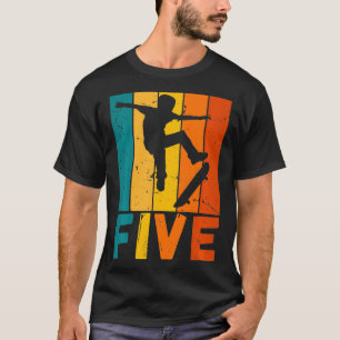Camiseta 5 Birthday Kids Skater Skateboard 5 anos BDa