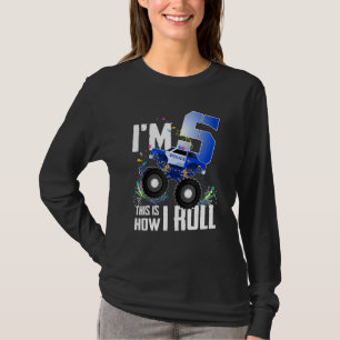 Camiseta 5 Birthday Kids, sou 5 Monstros da Polícia Carro-C