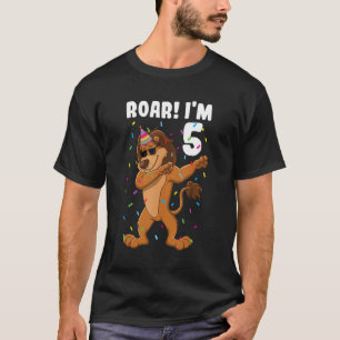 Camiseta 5 Birthday Lion Boy Roar Eu tenho 5 anos