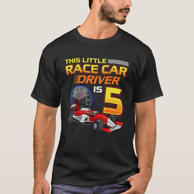 Camiseta 5 Birthday Race Car Driver 5 Anos Correndo (Frente)