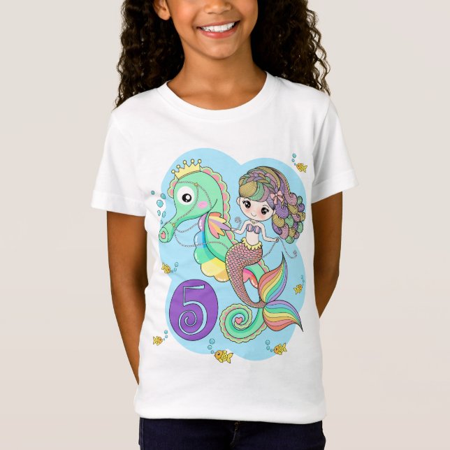 Camiseta 5 Birthday Sereia T-Shirt (Frente)