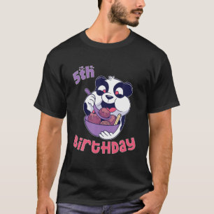 Camiseta 5 Birthday Sorvete Panda Party Theme