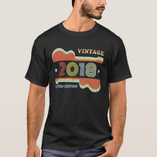 Camiseta 5 Birthday Vintage Guitar Retro 2018 Decoration