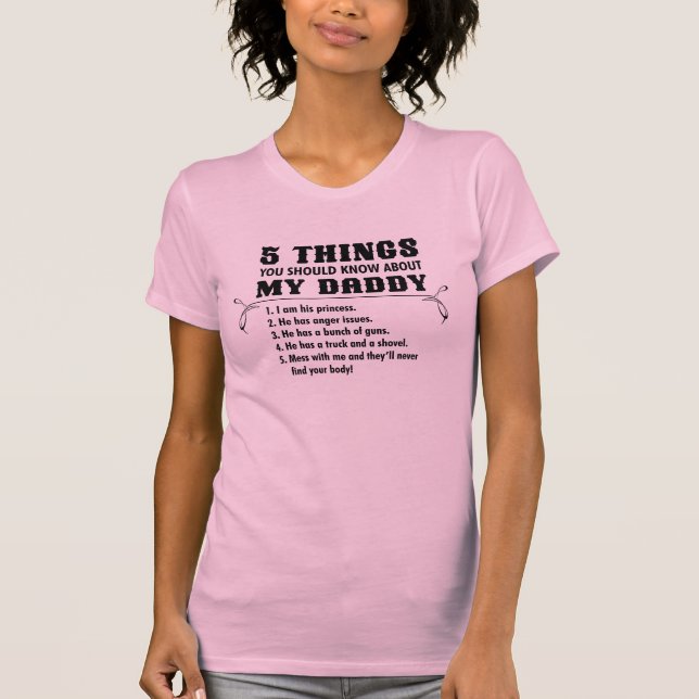 Camiseta 5 coisas para a filha (Frente)