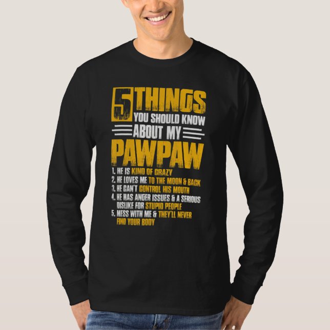 Camiseta 5 Coisas Pawpaw Vovô Dia de os pais Natal (Frente)