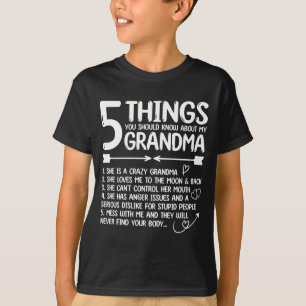 Camiseta 5 Coisas que Você Deve Saber Sobre a Vovó Divertid