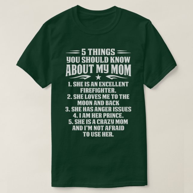 Camiseta 5 Coisas Que Você Deveria Saber Sobre Minha Mãe Bo (Frente do Design)