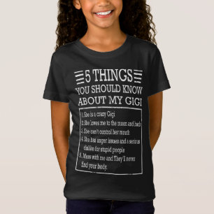 Camiseta 5 coisas sobre o meu gigi   Presente de aniversár