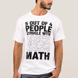 Camiseta 5 de 4 Pessoas Lutam com Matemática Divertida Nerd