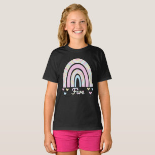 Camiseta 5 de 5 anos Aniversário Pastel Tie Dye Rainbow