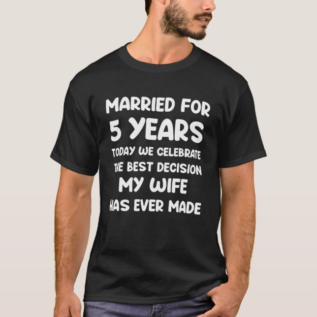 Camiseta 5 de 5 anos de casamento após esposa marido (Frente)