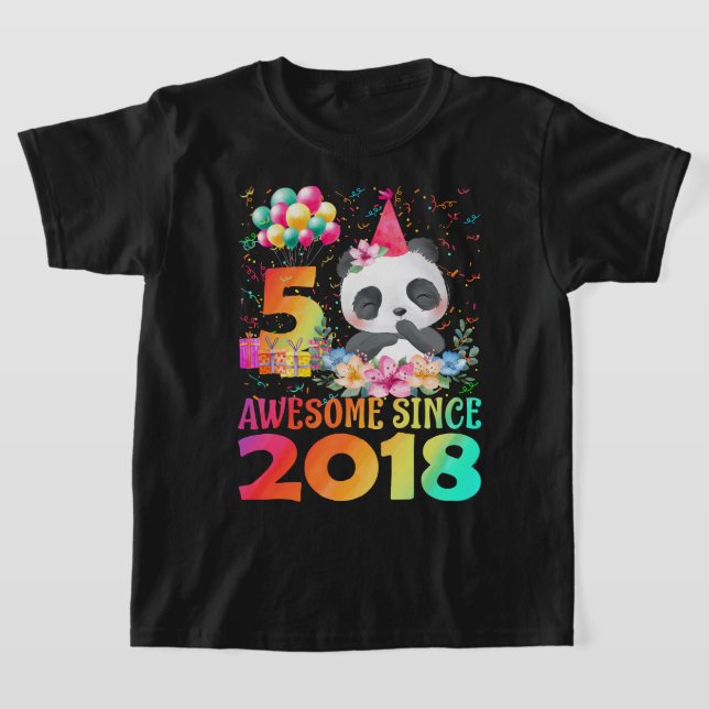 Camiseta 5 de 5 anos Festa de Panda Unicórica de Panda (Postura )