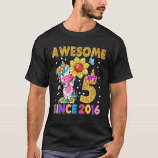 Camiseta 5 de Aniversário de 5 Anos Garota Unicórica Fantás