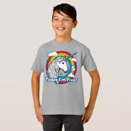 Camiseta 5 de Aniversário do Kid Rainbow Unicorn Hoje eu so