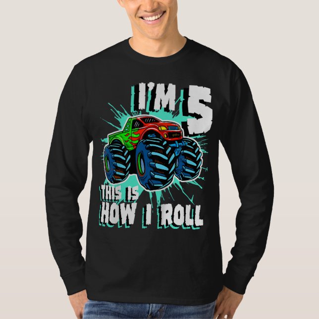 Camiseta 5 de Festa de aniversário de Monstro de 5 Anos (Frente)