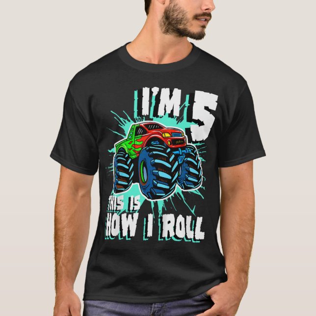 Camiseta 5 de Festa de aniversário de Monstro de 5 Anos (Frente)