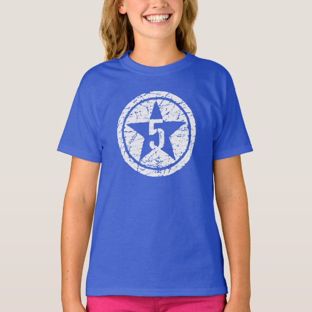 CAMISETA 5 ESTRELAS TRAVADAS NO ANIVERSÁRIO (Frente)