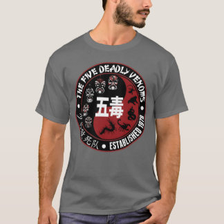 Camiseta 5 Filme Clássico Kung Fu Cult de Cinco Venoms Mort