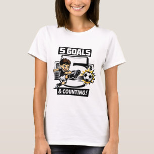 Camiseta 5 Gols E Contando Aniversário de Futebol Para Meni
