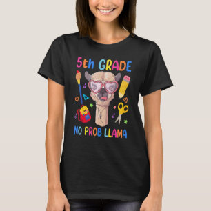 Camiseta 5 Grau Llama Sem Problema Criança Primeiro Dia Do