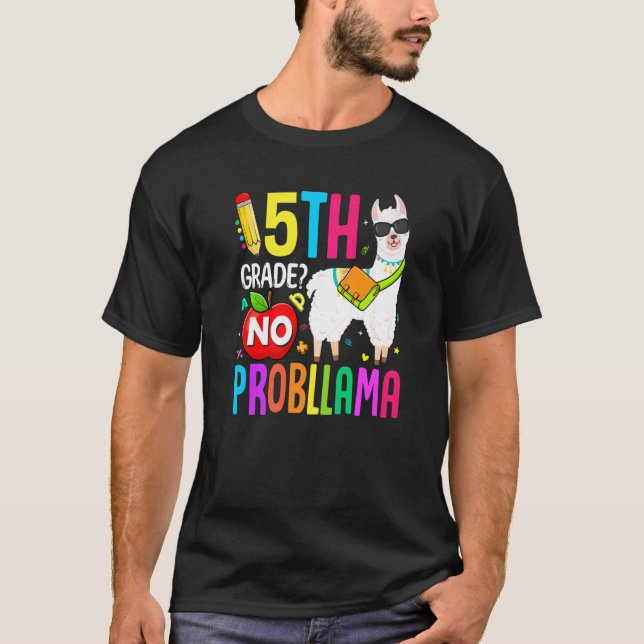 Camiseta 5 Grau Sem Prob Llama Primeiro Dia de Professores (Frente)