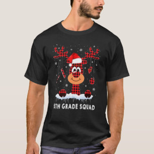 Camiseta 5 Grau Xadrez Esquadrão Reindeer Santa Hat Profess