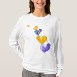 Camiseta 5 Love Hearts Tower Purple Yel Blue