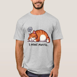 Camiseta 5 Minutos Mais de Sono Gato Laranja Tabby Sonolent