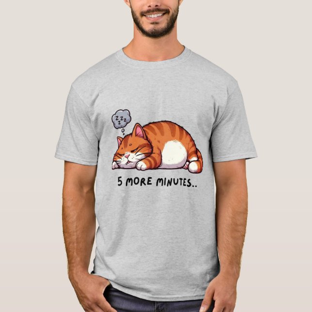 Camiseta 5 Minutos Mais de Sono Gato Laranja Tabby Sonolent (Frente)