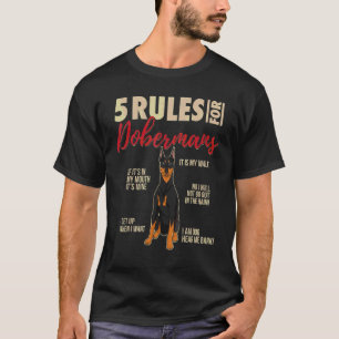 Camiseta 5 Regras Para Dobermans Cachorro Doberman Pinscher