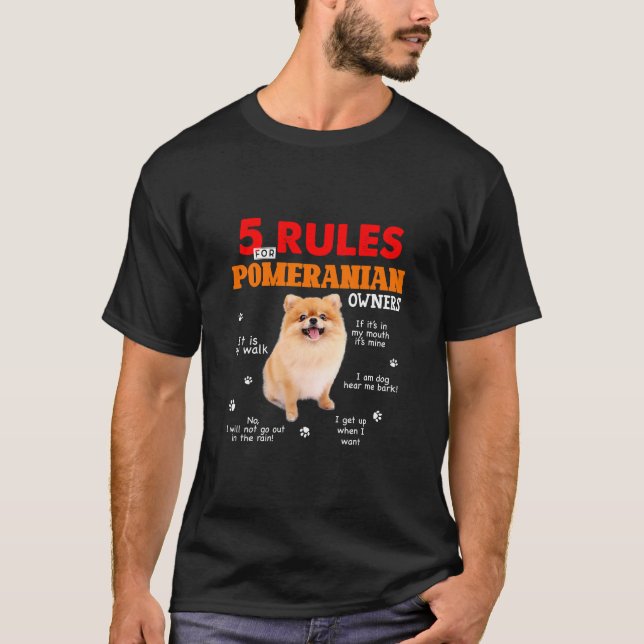 Camiseta 5 Regras Para Os Proprietários Da Pomerânia (Frente)