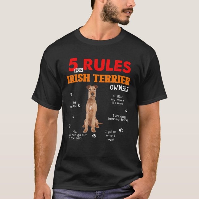 Camiseta 5 Regras Para Os Proprietários De Terrier Irlandes (Frente)