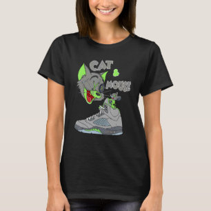 Camiseta 5 Retro Feijão Verde Correspondente Gato E Rato Ve