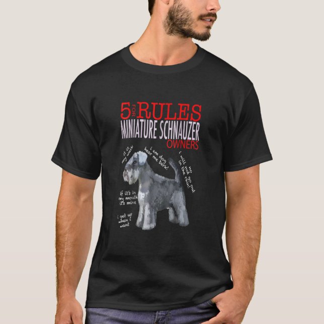 Camiseta 5 Rules for Miniature Schnauzer Owners tee (Frente)