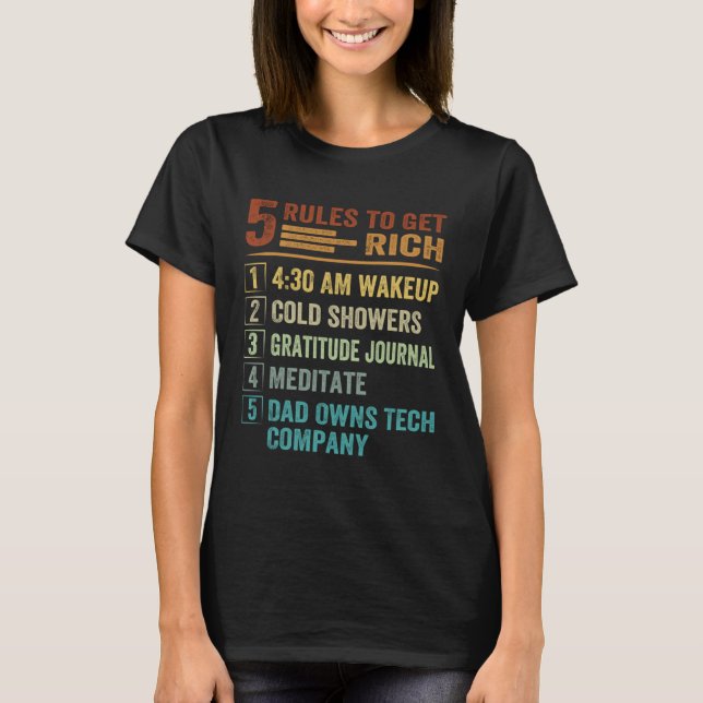 Camiseta 5 Rules to Get Rich   How To Get Rich  Golden Rule (Frente)