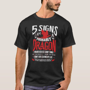 Camiseta 5 Sinais que provavelmente sou um Dragão 1