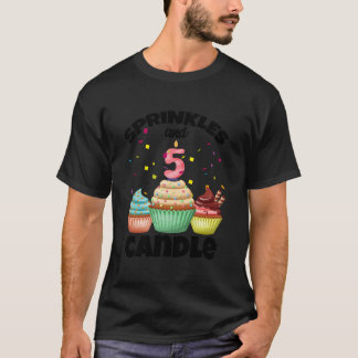 Camiseta 5 Sprinkles Cupcake de Vela Confetti Kid 5 Birthd