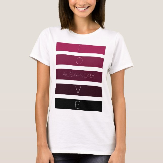 Camiseta 5 Stripes de Gradiente Roxo Preto Nome Personaliza (Frente)
