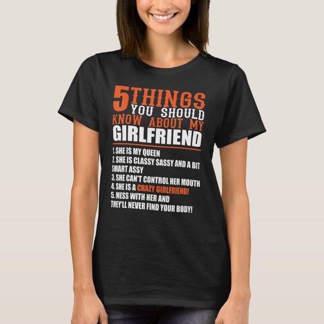 Camiseta 5 THINGS YOU SHOULD KNOW ABOUT MY GIRLFRIEND  Hila (Frente)