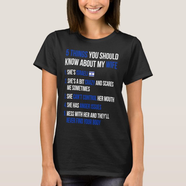 Camiseta 5 Things You Should Know About My Israeli Wife (Frente)
