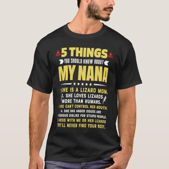 Camiseta 5 Things You Should Know About My Lizard Mom Grand (Frente)